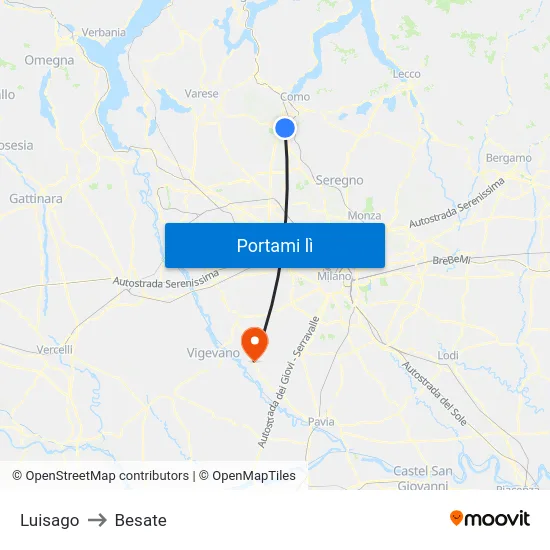 Luisago to Besate map