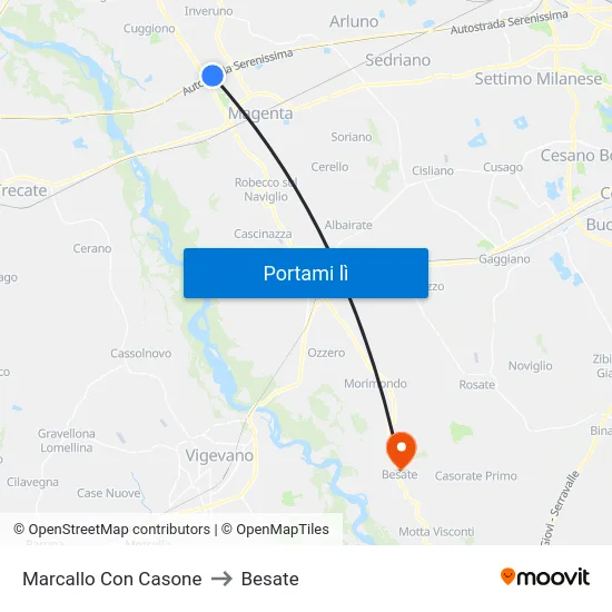 Marcallo Con Casone to Besate map