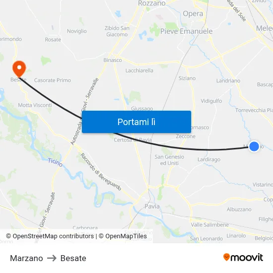 Marzano to Besate map