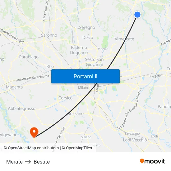 Merate to Besate map