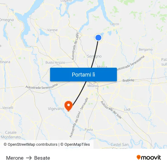 Merone to Besate map