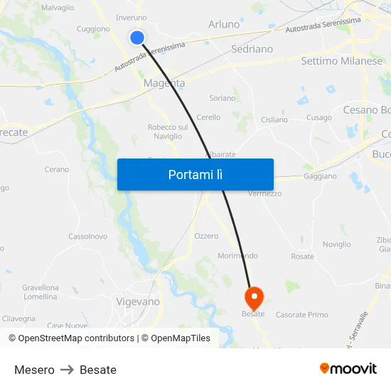 Mesero to Besate map