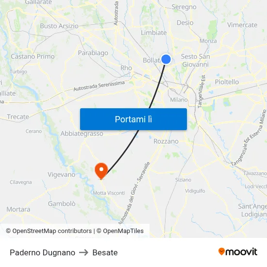 Paderno Dugnano to Besate map