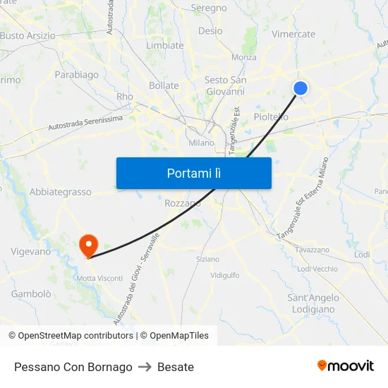 Pessano Con Bornago to Besate map