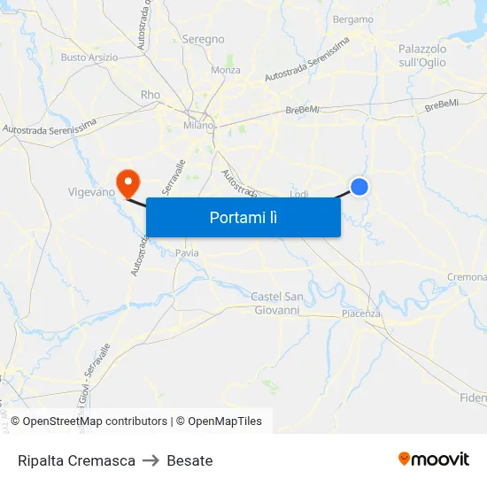 Ripalta Cremasca to Besate map
