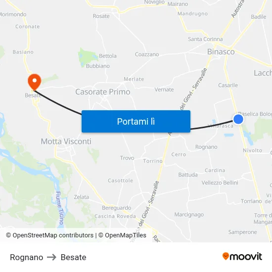 Rognano to Besate map