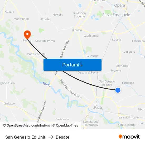 San Genesio Ed Uniti to Besate map