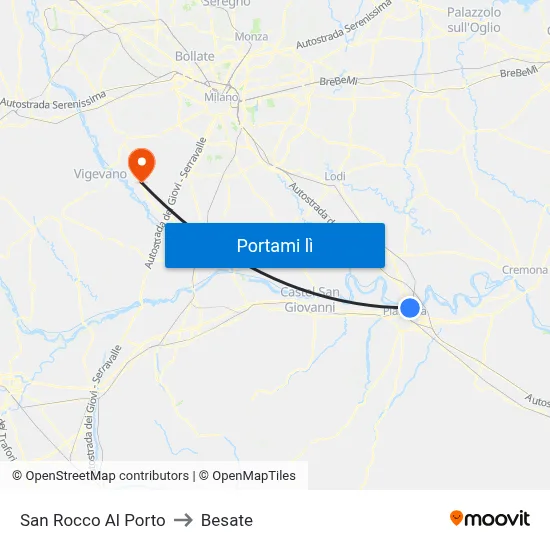 San Rocco Al Porto to Besate map