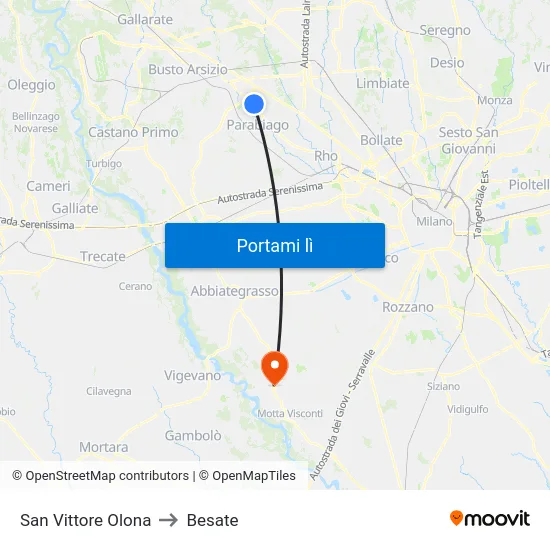 San Vittore Olona to Besate map