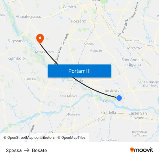 Spessa to Besate map