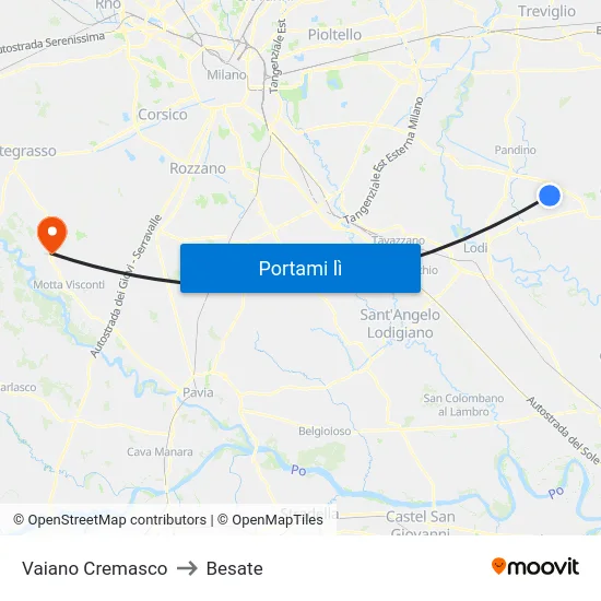 Vaiano Cremasco to Besate map