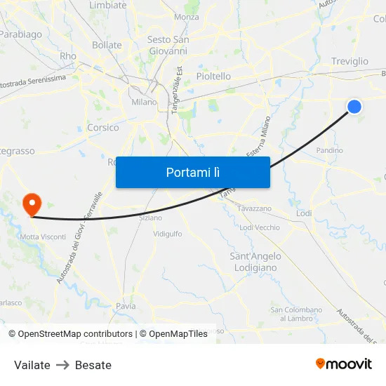Vailate to Besate map