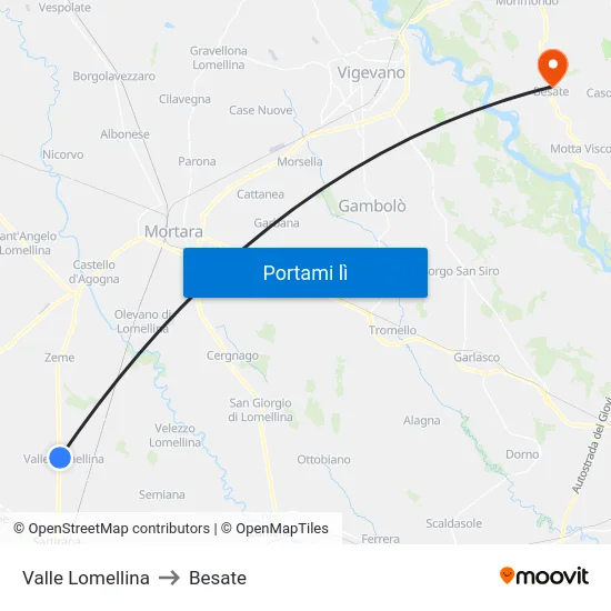 Valle Lomellina to Besate map