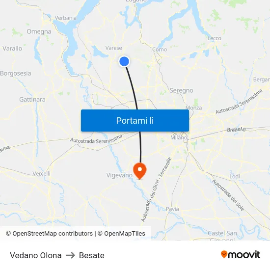 Vedano Olona to Besate map