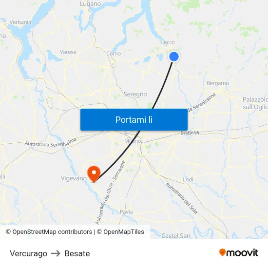 Vercurago to Besate map