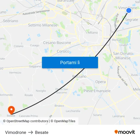 Vimodrone to Besate map