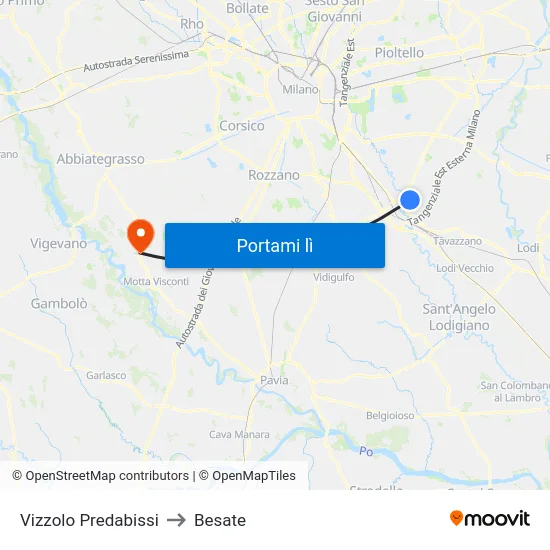 Vizzolo Predabissi to Besate map
