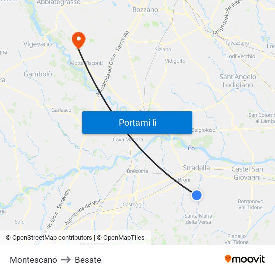 Montescano to Besate map