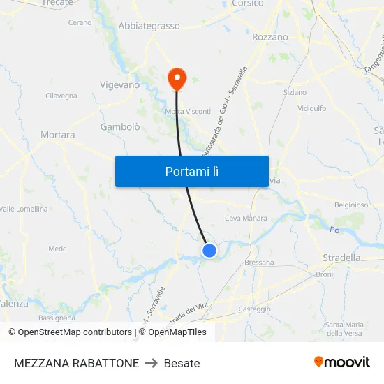 MEZZANA RABATTONE to Besate map