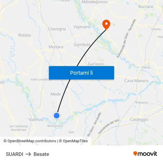 SUARDI to Besate map