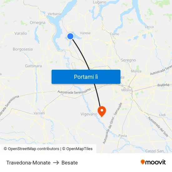 Travedona-Monate to Besate map