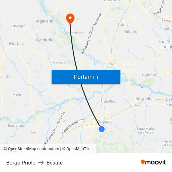 Borgo Priolo to Besate map