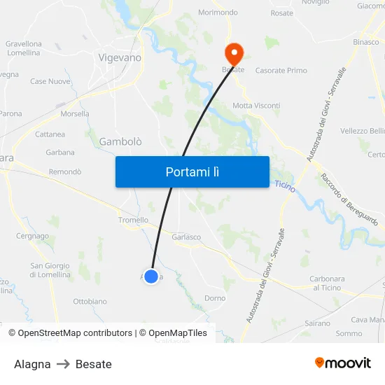 Alagna to Besate map