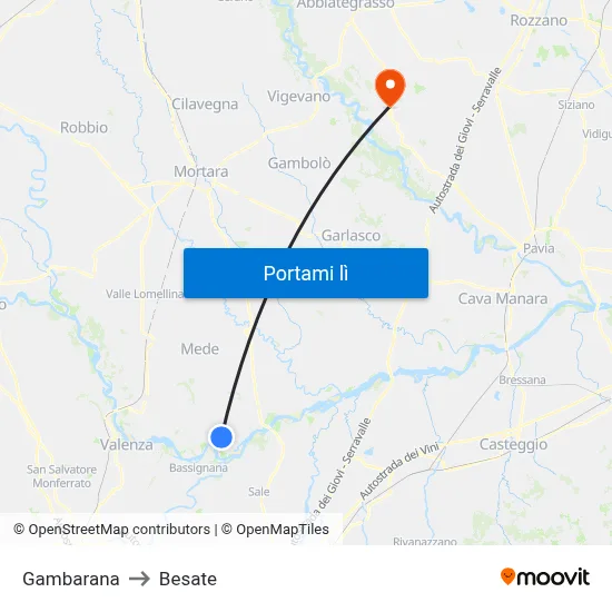 Gambarana to Besate map