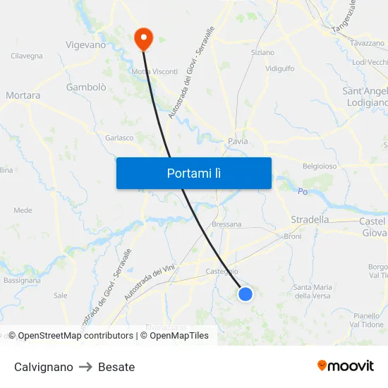 Calvignano to Besate map