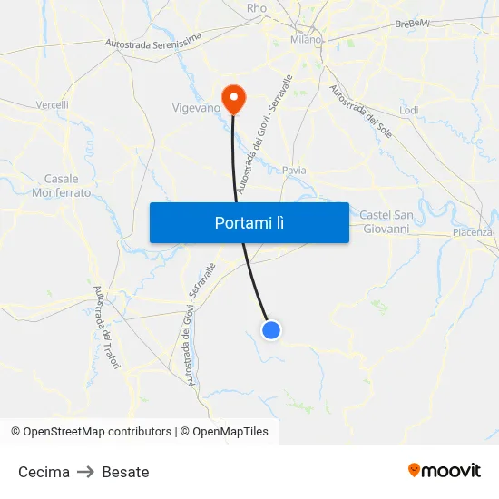 Cecima to Besate map