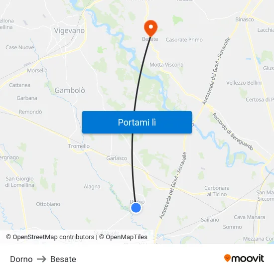 Dorno to Besate map