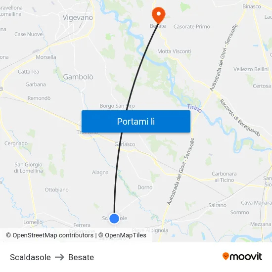 Scaldasole to Besate map