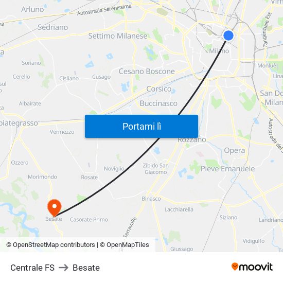 Centrale FS to Besate map