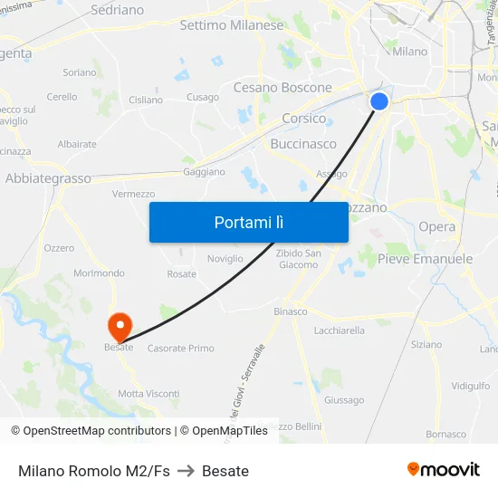 Milano Romolo M2/Fs to Besate map