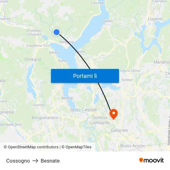 Cossogno to Besnate map