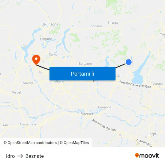 Idro to Besnate map