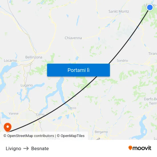 Livigno to Besnate map