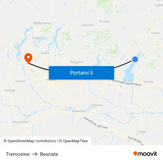 Tremosine to Besnate map