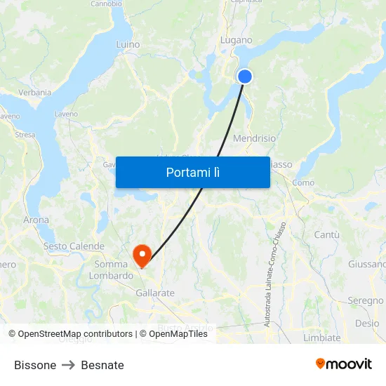 Bissone to Besnate map