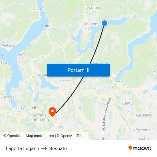 Lago Di Lugano to Besnate map