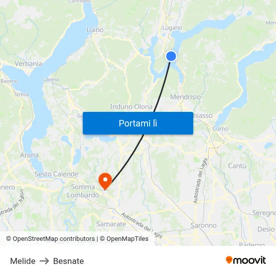 Melide to Besnate map