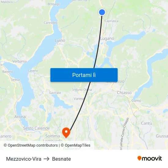 Mezzovico-Vira to Besnate map