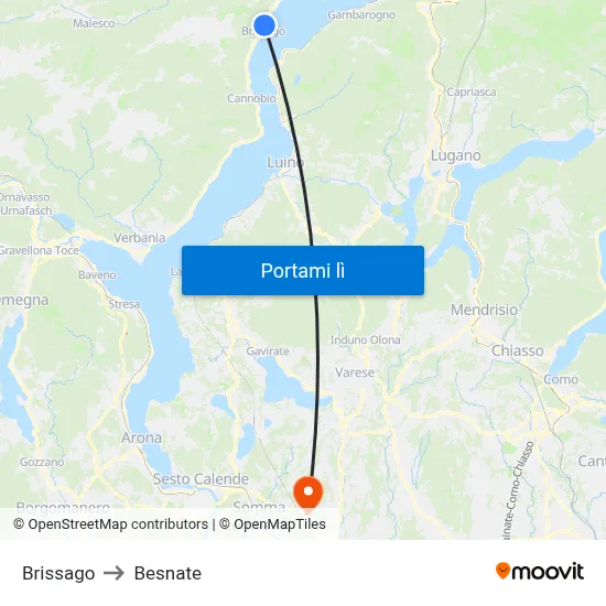 Brissago to Besnate map
