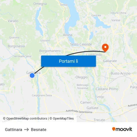 Gattinara to Besnate map