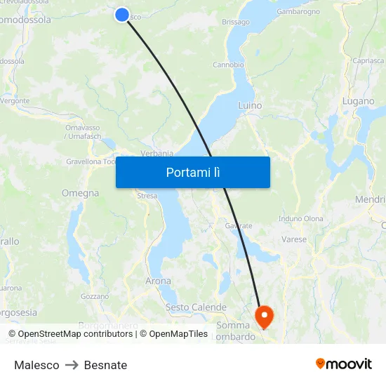 Malesco to Besnate map