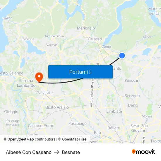 Albese Con Cassano to Besnate map