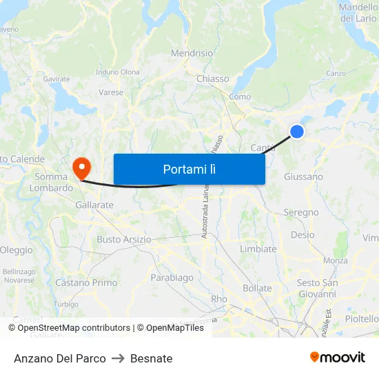 Anzano Del Parco to Besnate map