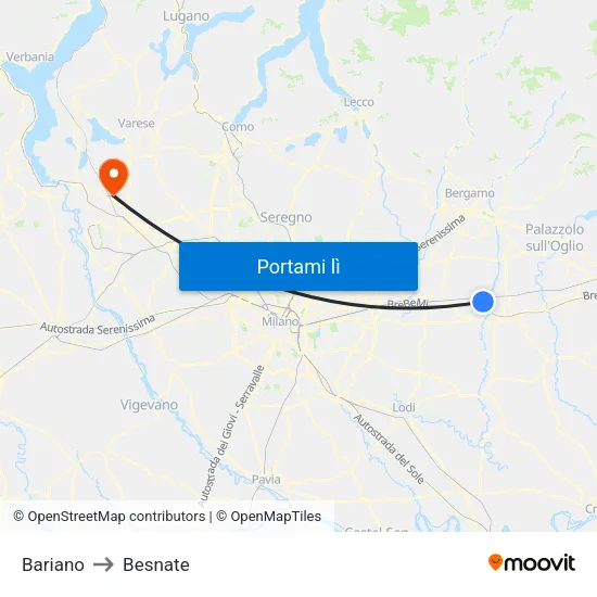 Bariano to Besnate map