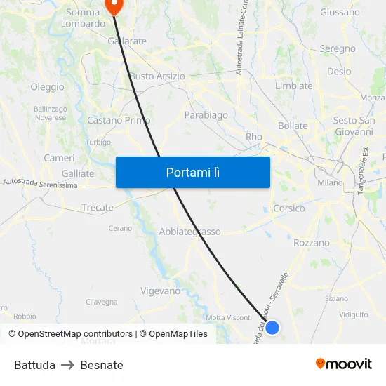 Battuda to Besnate map