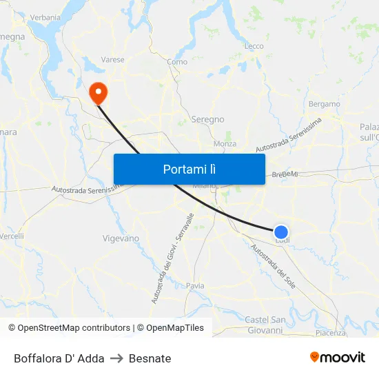 Boffalora D' Adda to Besnate map